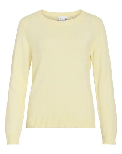 Vila - Viril O-Neck Strik - Pastel Yellow